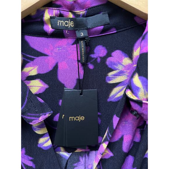 Maje Retunia Floral Maxi Dress Purple size 3 NWT - Picture 2 of 8